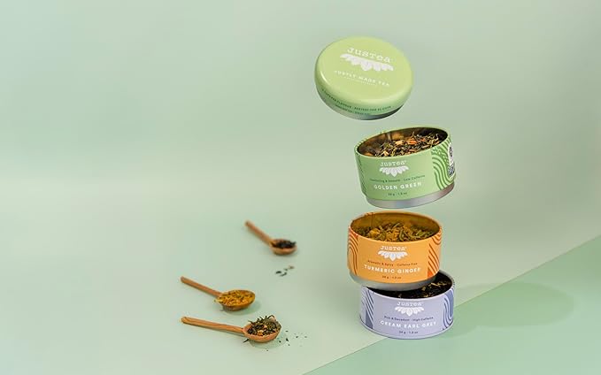 JUSTEA Assorted Tea Trio Tins With Spoon, 110 GR