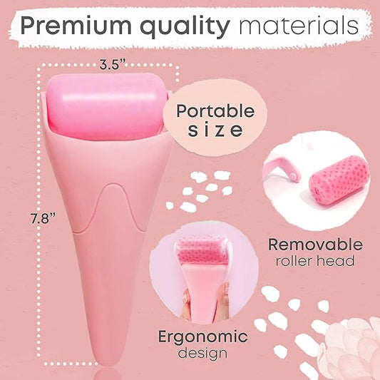 Ice Roller for Face & Eye，Facial Skin Care Tools Face Roller Massager - Reduce Puffiness Migraine Pain Relief, Idea Gifts for Women Men (Pink)