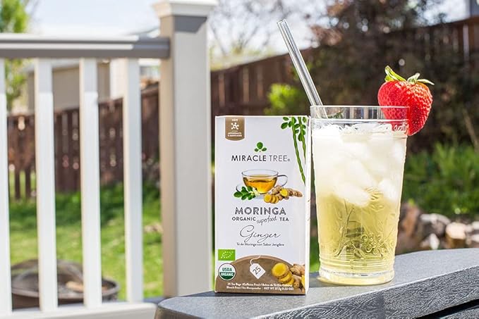 Miracle Tree - 3 Count of Organic Moringa Superfood Tea, 25 Individually Sealed Tea Bags, Ginger (Keto, Detox, Energy/Immunity Booster, Vegan, Gluten-Free, Organic, Non-GMO, Caffeine-Free)