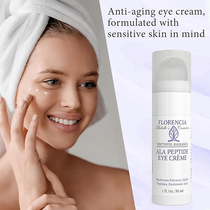 Florencia ALA Peptide Eye Cream - Anti-Aging Repair for Wrinkles, Fine Lines, Dryness - Hydrating, Nourishing, Firming, Moisturizing Eye Cream with Hyaluronic Acid & Peptides, 0.5 oz