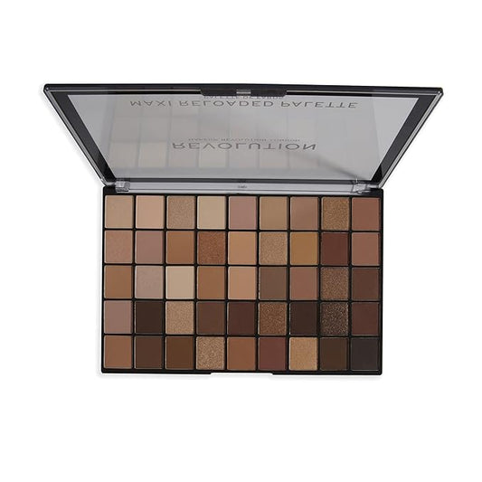Revolution, Maxi Reloaded Eyeshadow Palette, Includes 45 Shades in Matte & Shimmer Finishes, Richly Pigmented, Ultimate Nudes, 45 X 0.04 Oz.