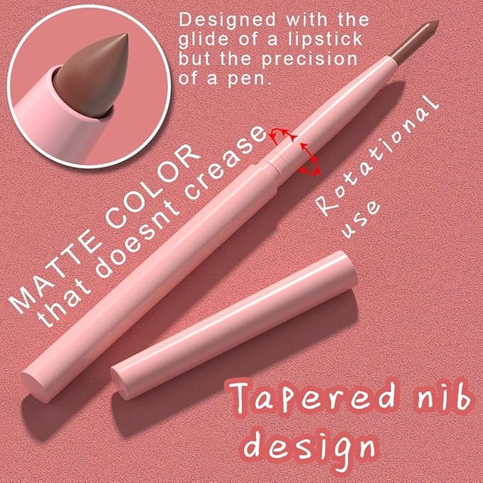 Brown Matte Lip Liner Pencil, Long-Lasting Creamy Formula for Shaping & Sculpting Lips, Retractable Lip Liner Crayon Lipstick 05#