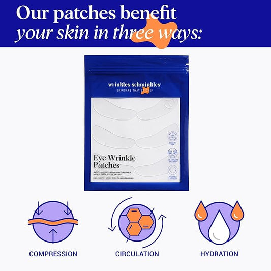 Wrinkles Schminkles Under Eye Wrinkle Patches | Smooth Eye Wrinkles, Crows Feet & Dark Circles Overnight | 6 Pairs Reusable Medical Grade Silicone Patches