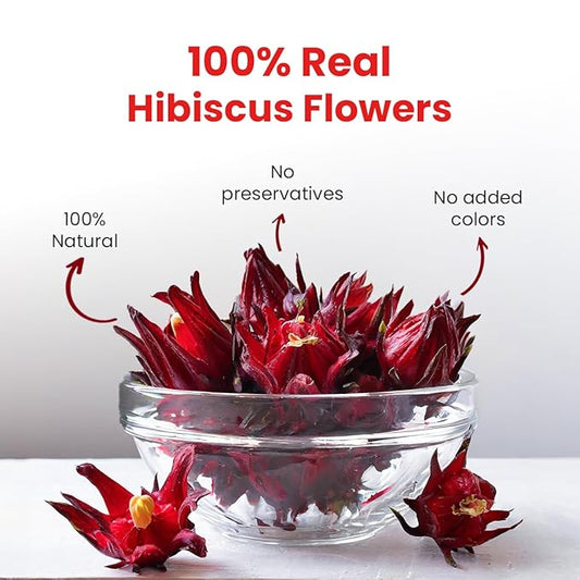 BLUE TEA - Hibiscus Tea - 1.76 Oz - Pack of 2 (100 Cups) Loose | SKIN GLOW ENHANCING TEA | Herbal Tea - Flower Based - Non-Bitter - Caffeine Free - Tangy Flavour - Vegan | Reusable Pet Jar