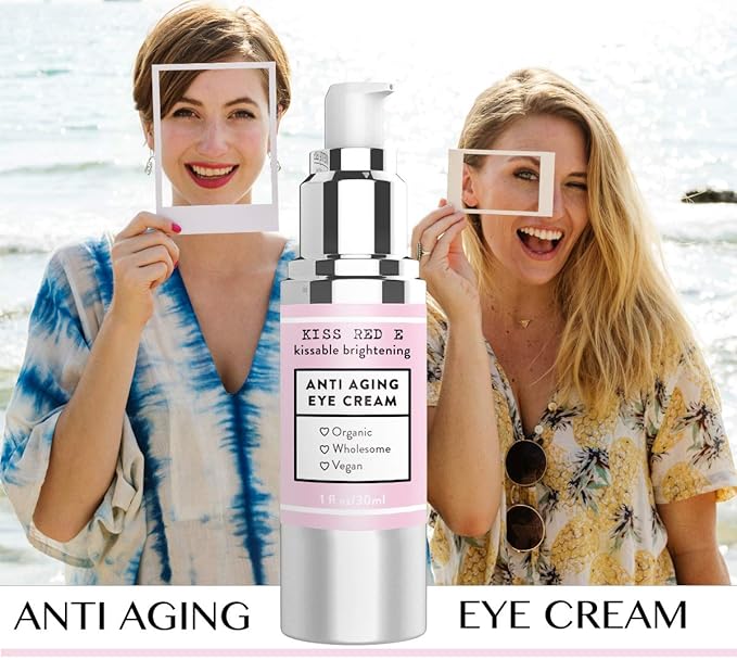 KissRedE Anti-Aging Eye Cream for Dark Circles, Puffiness, Fine Lines, and Wrinkles - Fragrance-Free, 1 Fl Oz
