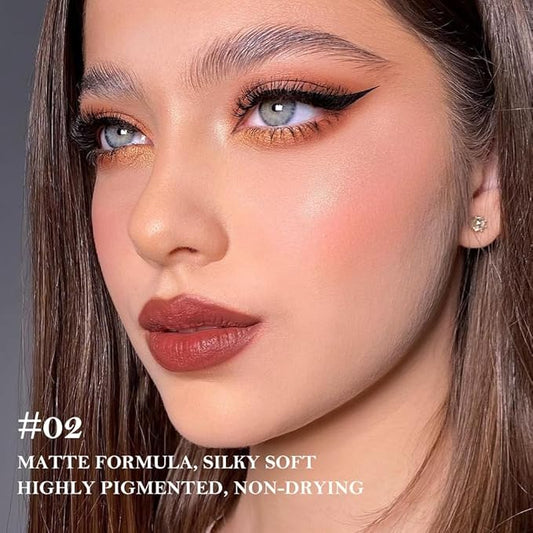 2Pcs Gradient Matte Lipstick Crayon Lip Liner pencil, Flawless Contour Gradual Ombre Effect lip Pencil, Lipstick for Women Long Lasting Waterproof Smudge Proof Lipstick Pencil 02#+03#
