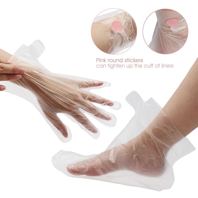 Segbeauty 200pcs Paraffin Wax Bath Liners, Plastic Socks for Moisturizing, Paraffin Baths Gloves for Hand, Foot Covers Pedicure Bags for Feet Thermal Hot Wax thera-py SPA Paraffin Wax Machine