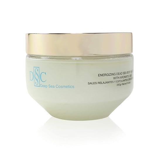 Deep Sea Cosmetics | Energizing Body Salt Scrub | Dead Sea Salt Scrub With Natural Oils, Green Tea, Lavender and Eucalyptus Extracts - 14.4 Oz