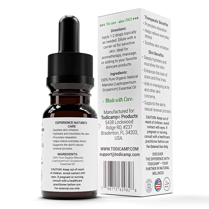 100% Pure Manuka Oil from New Zealand | Therapeutic-Grade Essential Oil for Wound Care, Skin Soothing, Nail & Scalp Health | Organic, Undiluted, Cold-Pressed Manuka for Face, Hair & Body