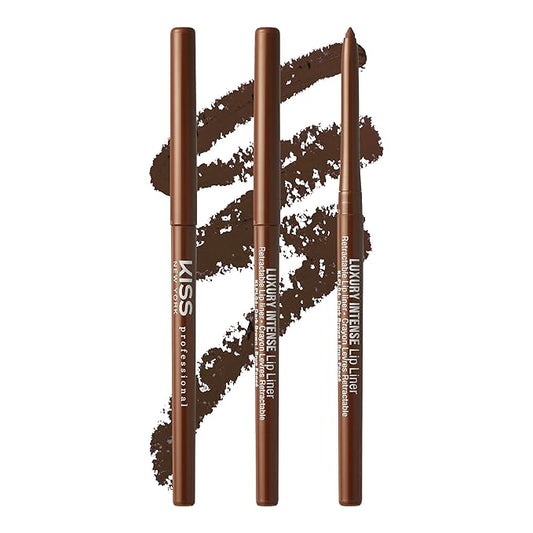 Professional Lip Liner, Long-Lasting Luxury Intense Lipliner, Creamy Retractable Easy to Use Richly Pigmented Lip Liner Pencil 3 PCS (Dark Brown)