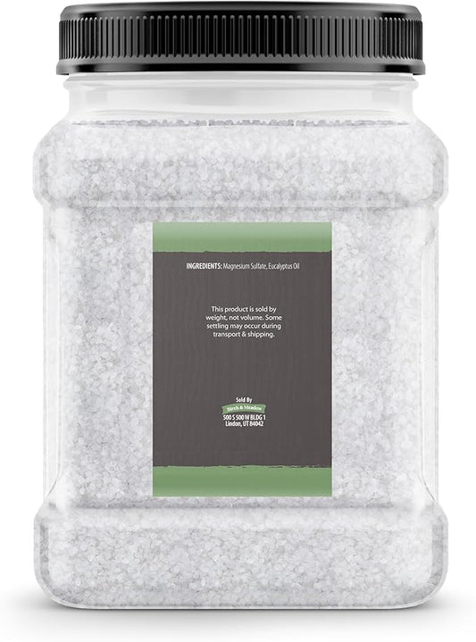 Birch & Meadow Epsom Salt with Eucalyptus Oil, 4 lb, Magnesium Sulfate, Bath Soak, Healing & Cleansing