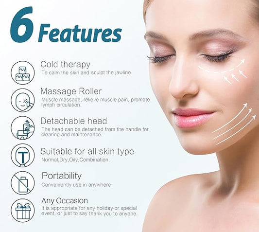 Ice Roller, ESARORA Ice Roller for Face & Eye, Puffiness, Migraine, Pain Relief and Minor Injury, Skin Care Products with 2 Roller (1 Plastic Roller & 1 Stainless Steel Roller)