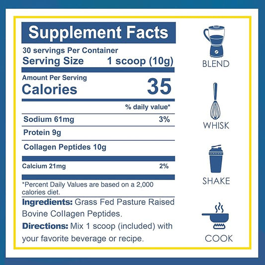 Zammex Premium Collagen Peptides Powder,Hydrolyzed Collagen Peptide for Women Men,Support for Hair Skin Nails, Joints Health,Grass Fed,Non-GMO,Keto Friendly,Gluten-Free,Easy to Digest,30 Servings