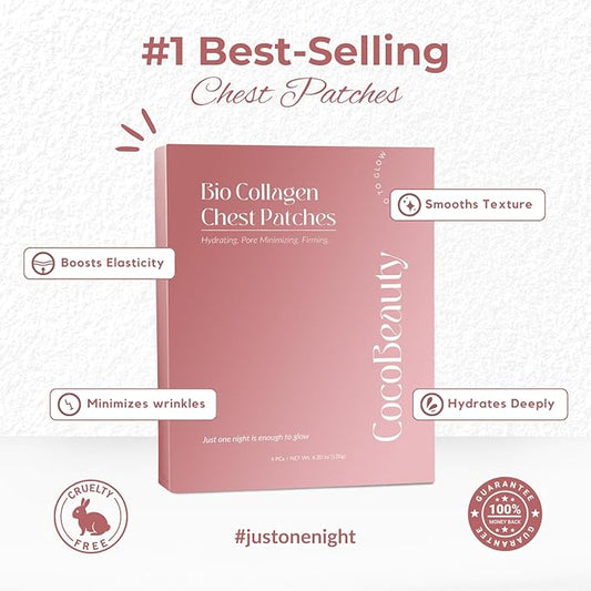 Bio-Collagen Chest Wrinkle Pads – Anti Wrinkle Patches for Décolleté – Overnight Wrinkle Patches for Smooth & Firm Skin (4 units)