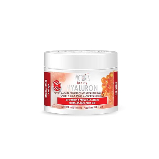Hyaluron, Retinol, Caviar and Red-Grape Anti-Wrinkle Lifting Day and Night Cream - Anti-Aging Face Moisturizer with Hyaluronic Acid fo Ages 50 to 65+ (50ml)