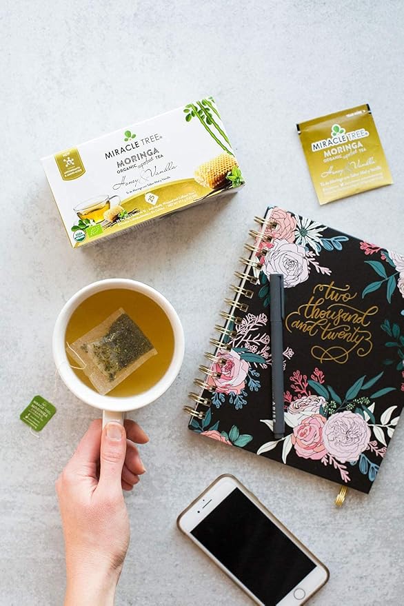 Miracle Tree - 3 Count of Organic Moringa Superfood Tea, 25 Individually Sealed Tea Bags, Honey & Vanilla (Keto, Detox, Energy/Immunity Booster, Vegan, Gluten-Free, Organic, Non-GMO, Caffeine-Free)