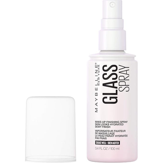 Maybelline New York Facestudio GlassSkin Makeup Finishing Hydrating Dewy Glossy Finish All Day Wear Use After Makeup Application or On Its Own, Glass Skin Spray, 3.4 Fl Oz