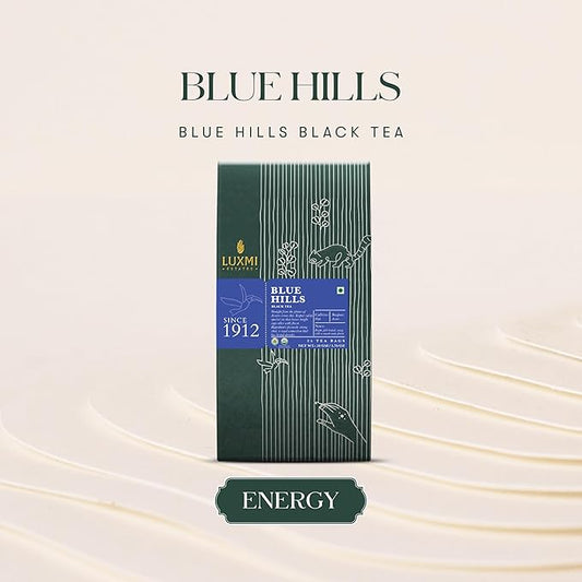 Luxmi Estates - Blue Hills - Organic CTC Assam Black Tea - 25 Tea Bags | Jodhpur Blend - Rajasthan's Favorite Chai | Strong Cup of Original Indian Chai Tea - No Spices