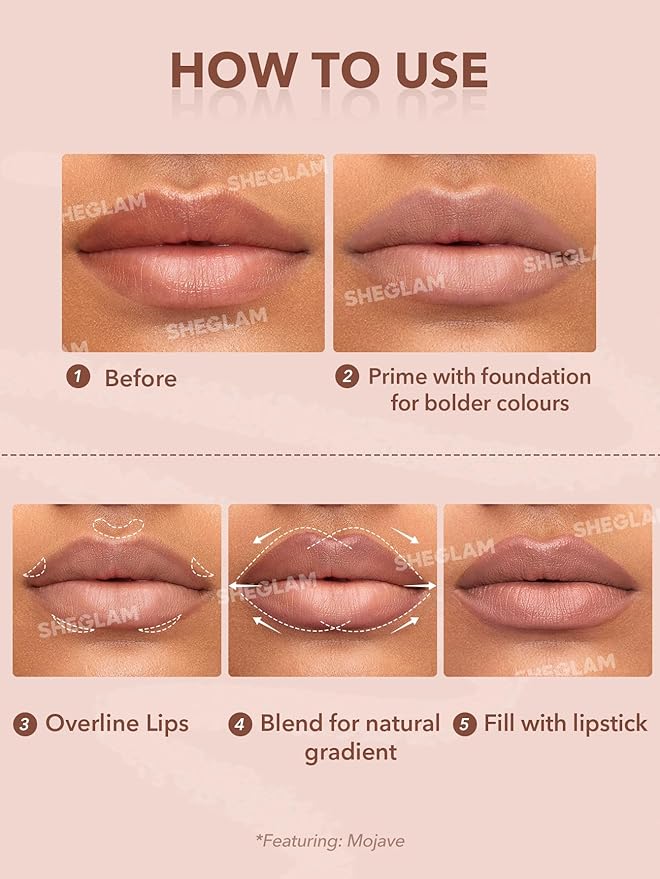 SHEGLAM Lip Liner Creamy Matte Pencil High Pigment Not Easy to Fade Silky Smooth Matte Contour Tint Lip Makeup-Solo Dance