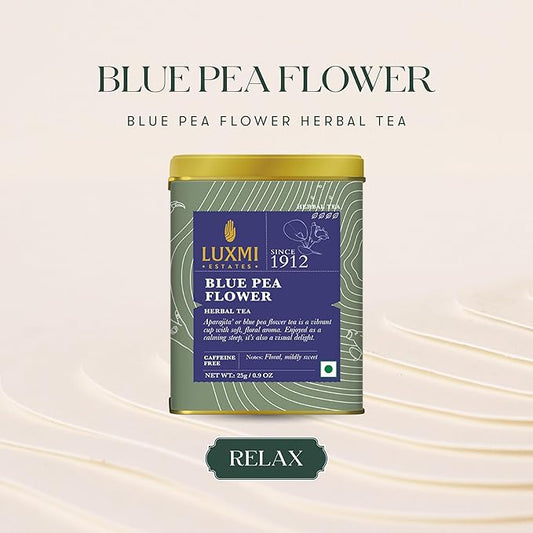 Luxmi Estates - Butterfly Pea Flower Tea - Loose Leaf - 25g (16 Cups) | USDA Certified Organic Blue Tea | Caffeine-Free | Single Ingredient