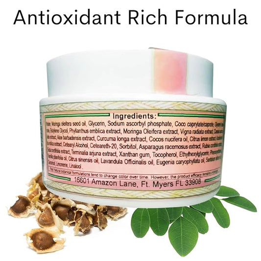 Moringa Anti Aging Cream 13 Natural Herbs with Antioxidants 3.4 oz