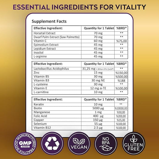 Biotin 5000Mcg - High Potency Biotin Supplement for Hair Growth - Hair Skin Nails Vitamins for Women - Supports Keratin Production and Tissue Regeneration - Vitamins and Supplements - 30 Capsules
