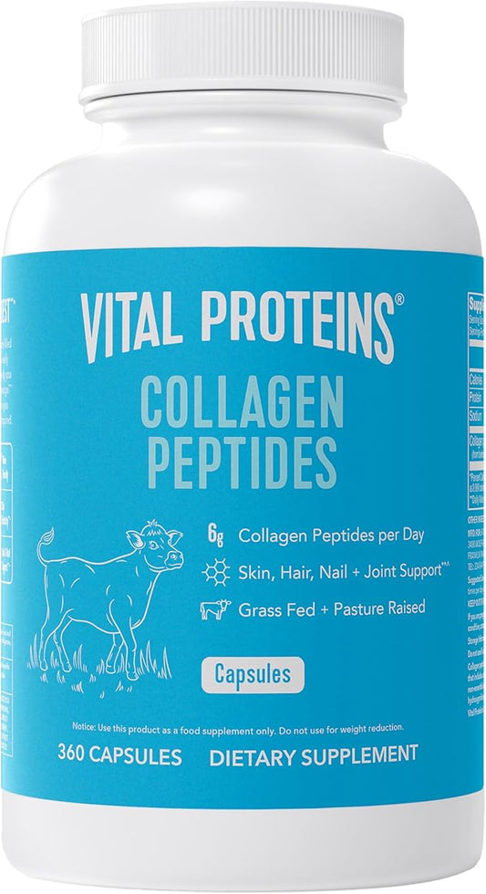 Vital Proteins Collagen Capsules Supplement (Type I, III) 360 Pills and Bovine Colostrum Supplement 90 Capsules