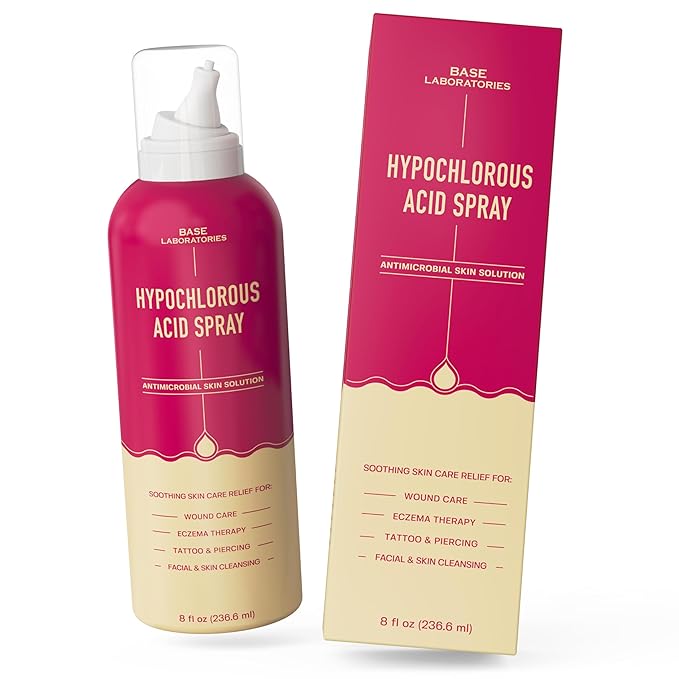 BASE LABORATORIES Hypochlorous Acid Spray for Face & Skin | 8oz | Magic Facial Spray Daily Skin Repair Solution for Sensitive Skin, Redness, Irritations, Eczema | Hypochlrous HOCL Molecule Spray | 2PK