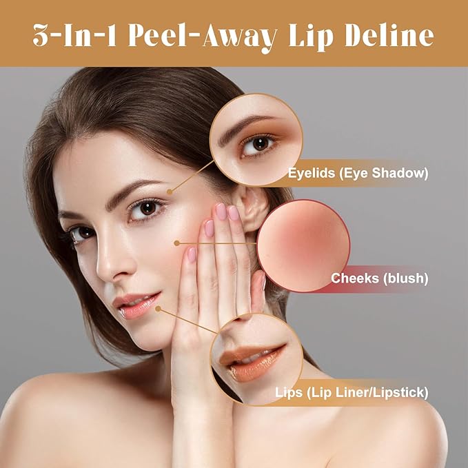 3 Colors Peel Off Lip Liner Tattoo, Peel Off Lip Stain with Matte Finish, Long Wear Tattoo Lip Liner Lipstick, Long Lasting, Waterproof, Transfer-proof, Highly Pigmented Color