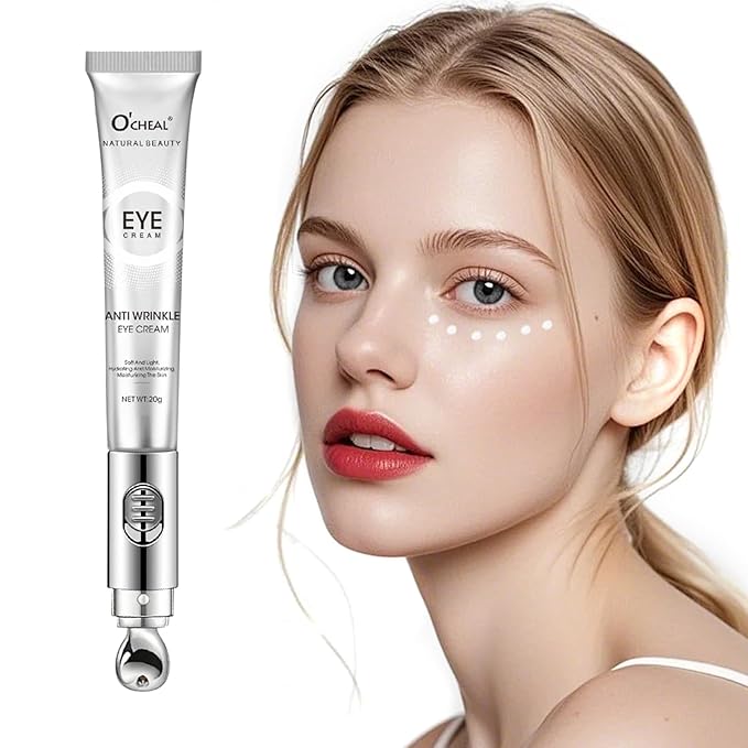 O'CHEAL Eye Cream with Vibrating Electric Massage Head- Hydrating, Brightens, Tightens, Reduces Dark Circles & Wrinkles, Bags Remover Under Eyes Cream, Relieve Eye Fatigue Design for Men & Women