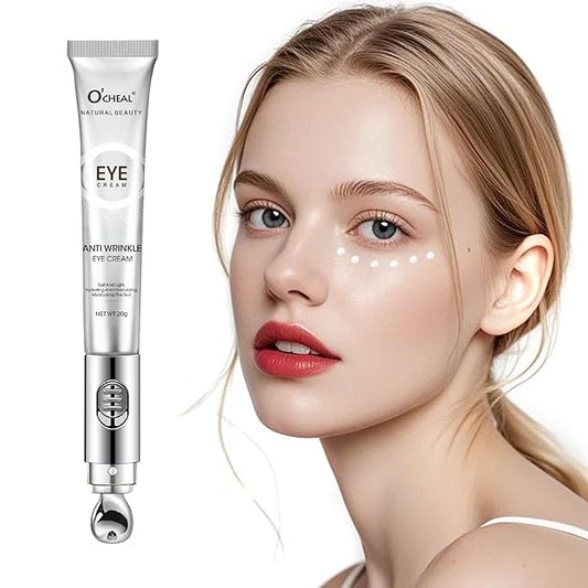O'CHEAL Eye Cream with Vibrating Electric Massage Head- Hydrating, Brightens, Tightens, Reduces Dark Circles & Wrinkles, Bags Remover Under Eyes Cream, Relieve Eye Fatigue Design for Men & Women