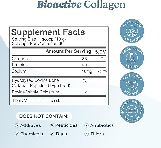 Bioactive Collagen w/Bovine Colostrum Powder + Grassfed Beef Liver Supplement Capsules