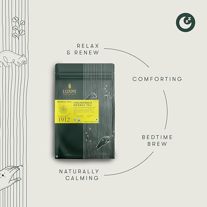 Luxmi Estates Chamomile Herbal Tea 100g Loose Tea | Herbal Tea | Caffeine-Free | Single Ingredient | 50 Cups Bulk Pack