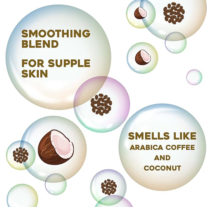 OGX Smoothing + Coconut Coffee Exfoliating Body Scrub with Arabica Coffee & Coconut Oil, Moisturizing Body Wash for Dry Skin, Paraben-Free with Sulfate-Free Surfactants, 19.5 Fl Oz, 2 Pack