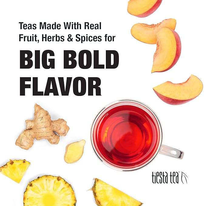 Tiesta Tea - Ginger Sweet Peach, Spicy Peach Herbal Tea, Tranquility Blend | Loose Leaf | Non-Caffeinated Hibiscus & Cane Sugar | Brews Up to 200 Cups | 16oz Bulk Pouch