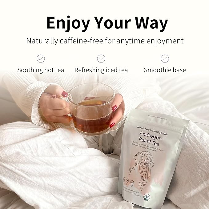 Nourished Androgen Relief Spearmint Tea - Organic Herbal Spearmint Tea for Clear Skin and Reduced Unwanted Facial Hair Growth - 180 Servings