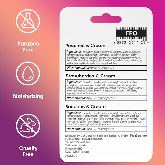 ChapStick Bulk Lip Balm, Fruit & Cream Collection, 3-Packs (12 Sets/36 Tubes) – Sweet & Delicious Lip Care, Birthday Gifts, Party Favors, Stocking Stuffers, 0.15 Oz Ea