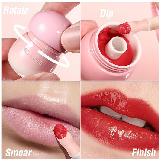 LANGMANNI Pudding Glow Lip Balm | Velvet-Smooth Lip Gloss for Nourished, Glowing Lips | Hydrating, Non-Sticky Glossy Tinted Lip Balm Makeup 0.28 Oz (#3+#4, 2)
