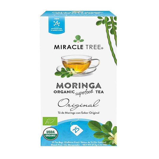 Miracle Tree - 12 Count of Organic Moringa Superfood Tea, 25 Individually Sealed Tea Bags, Original (Keto, Detox, Energy/Immunity Booster, Vegan, Gluten-Free, Organic, Non-GMO, Caffeine-Free)
