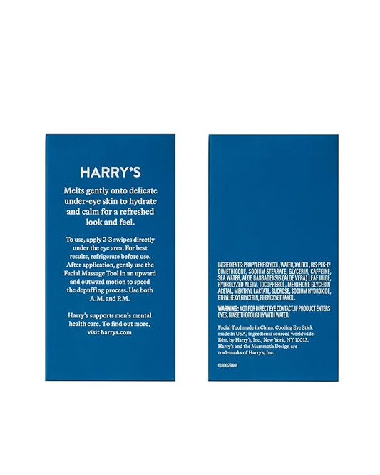 Harry's Cooling Eye Kit for Men - Gua Sha Depuffing Facial Massage Tool and 2 Cooling Eye Sticks