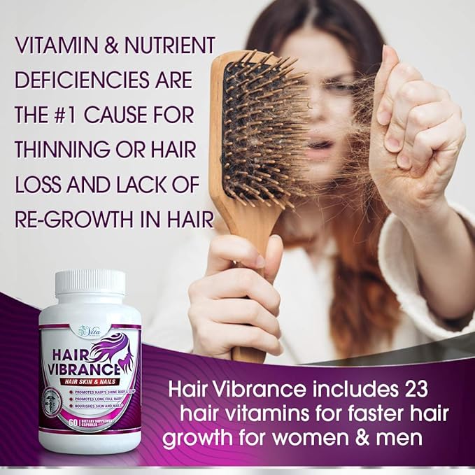 Hair Vibrance Hair Skin and Nails Vitamins - Doctor Formulated with 15000mcg Biotin for Hair Growth and 23 Hair Growth Vitamins for Longer Shiny Full Healthier Hair Skin Nails and Lashes (3 Pack)