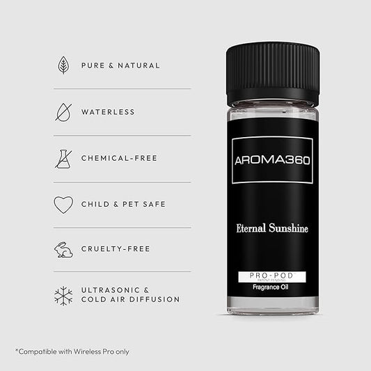 Aroma360 - Eternal Sunshine Pro Pod Fragrance Oil Blend | Hotel Inspired Luxury Essential Oil Diffuser | Aromatherapy Scent Diffuser Oil | Satsuma, Golden Bamboo and Cedar 1.7 fl oz, 50 mL