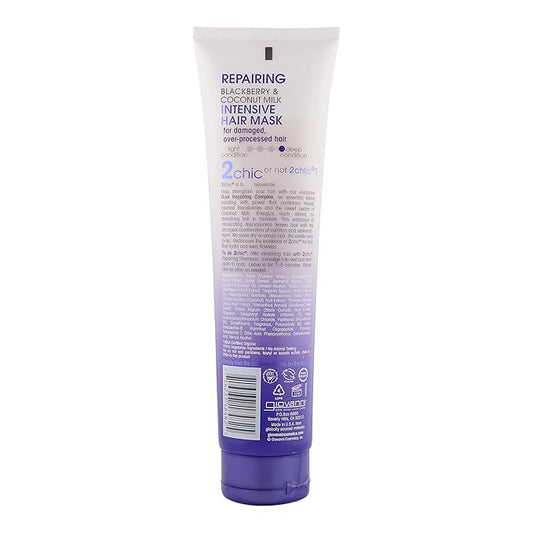 GIOVANNI 2chic Ultra-Repairing Hair Mask - Blackberry & Coconut Oil for Dry, Damaged & Processed Hair, Argan, Jojoba, Shea Butter & Keratin, Lauryl & Laureth Sulfate Free, Color Safe - 5 oz