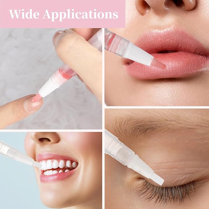 Homaisson 100 Pack 3ml Transparent Twist Pen with Stickers, Empty Cuticle Oil Pen Refillable Nail Oil Pens with Brush Tip, Empty Cosmetic Lip Gloss Tubes, Clear Eyelash Growth Liquid Containers