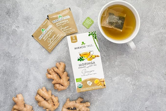 Miracle Tree - 3 Count of Organic Moringa Superfood Tea, 25 Individually Sealed Tea Bags, Ginger (Keto, Detox, Energy/Immunity Booster, Vegan, Gluten-Free, Organic, Non-GMO, Caffeine-Free)
