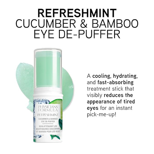 Physicians Formula RefreshMint Cucumber & Bamboo Eye De-Puffer Stick | Under Eye Cream for Dark Circles and Puffiness | Dermatologist Tested