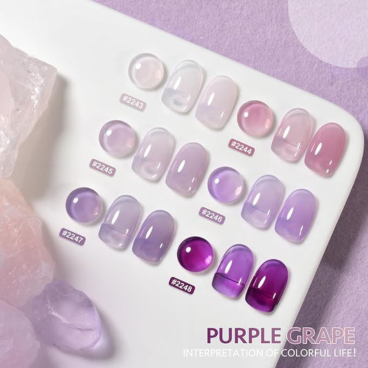 GAOY Purple Grape Jelly Gel Nail Polish Set and Cuticle Oil, 20ml Cuticle Care Strengthener Oil