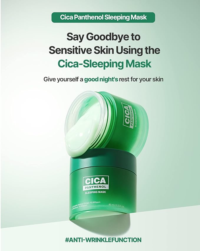 [K Beauty Snp] CICA Panthenol Moisturizing Cream | Overnight Face Cream | Soothing, Moisturizing, and Hydrating Facial Mask with Hyaluronic Acid | Korean Skin Care Overnight Moisturizer | 2.70 Fl Oz