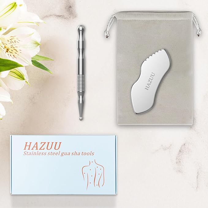 Stainless Steel Gua Sha Tool & Acupuncture Pen - Deep Tissue & Trigger Point Massage Therapy - Full Body Self-Massage Acupressure Bar