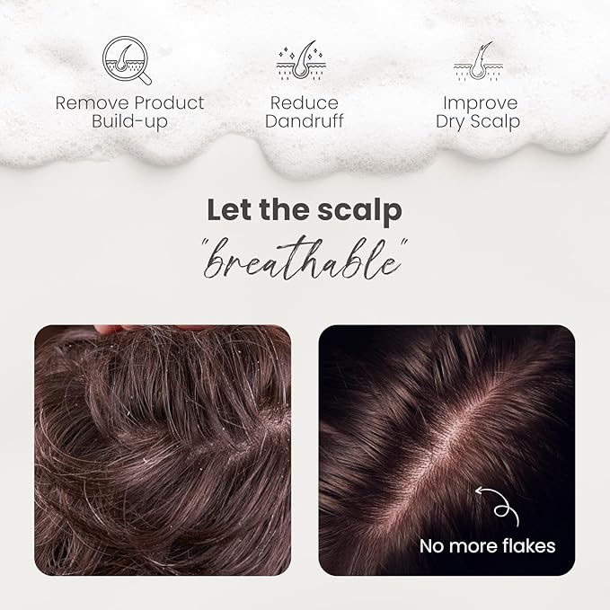 AIMIKE Scalp Massager Shampoo Brush, Silicone Bristles Scrubber/Exfoliator for Dandruff Removal & Hair Growth, Wet/Dry Hair - Beige